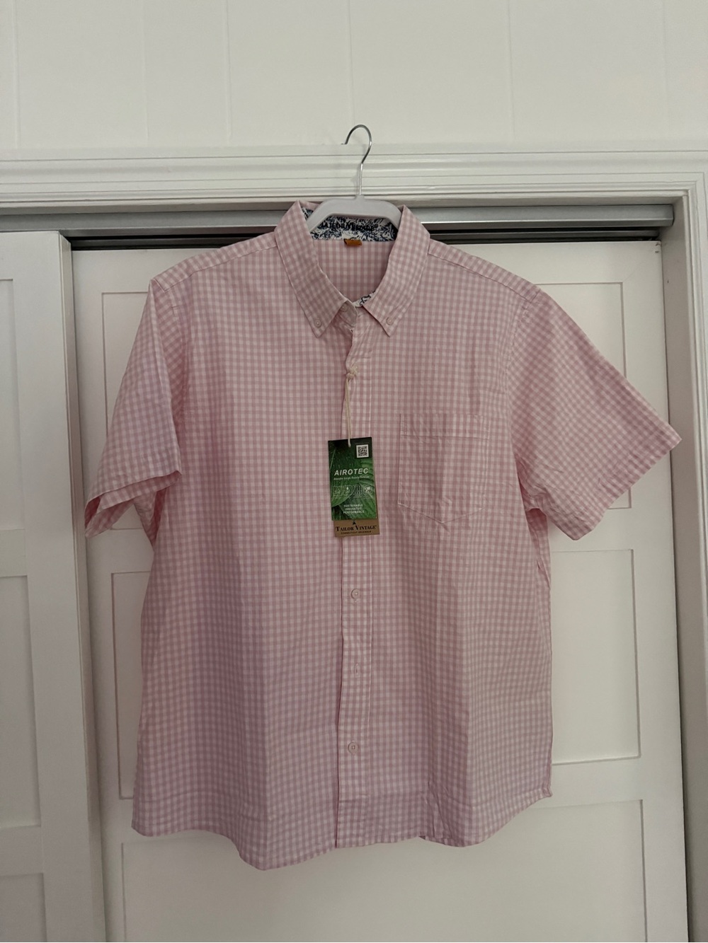 Men's Pink Gingham Short-Sleeve Button-Down Shirt